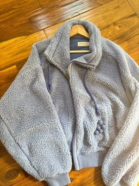 Free People Dusty Lavender Plush Sherpa Zip Jacket